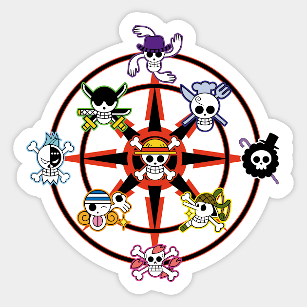 All Straw Hat Pirates Crew Logo One Piece Sticker Teepublic